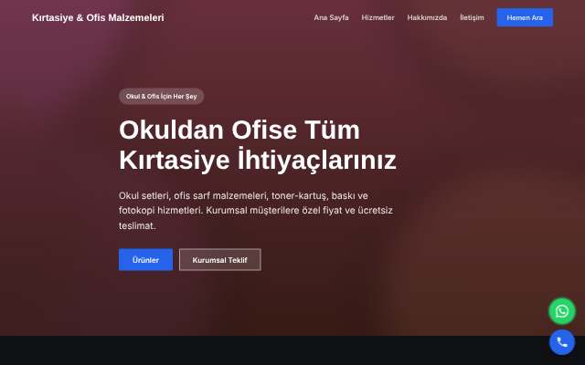 Kırtasiye & Ofis Malzemeleri — Koyu & Güçlü