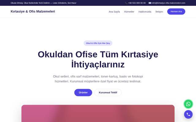 Kırtasiye & Ofis Malzemeleri — Canlı & Modern