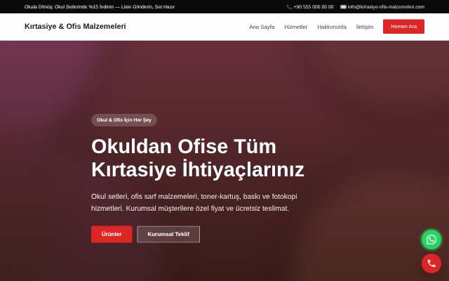 Kırtasiye & Ofis Malzemeleri — Cesur Kırmızı