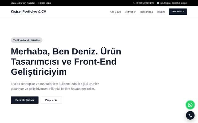 Kişisel Portfolyo & CV — Minimal Beyaz