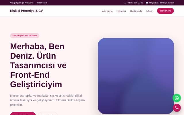 Kişisel Portfolyo & CV — Yumuşak Pastel