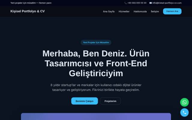 Kişisel Portfolyo & CV — Gece Mavisi
