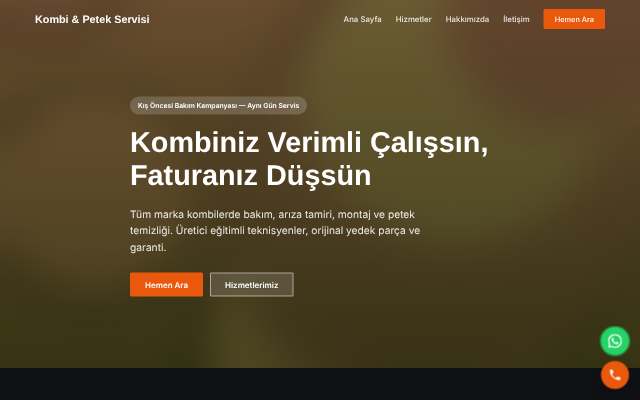 Kombi & Petek Servisi — Koyu & Güçlü