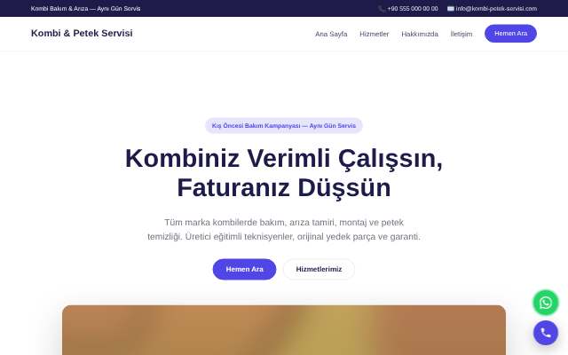Kombi & Petek Servisi — Canlı & Modern