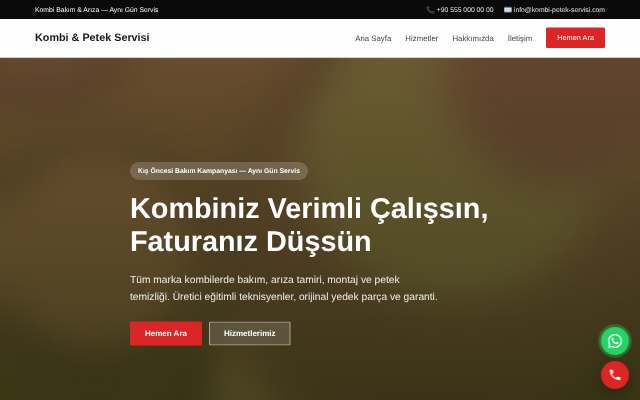 Kombi & Petek Servisi — Cesur Kırmızı