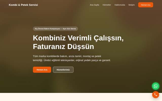 Kombi & Petek Servisi — Sıcak Turuncu