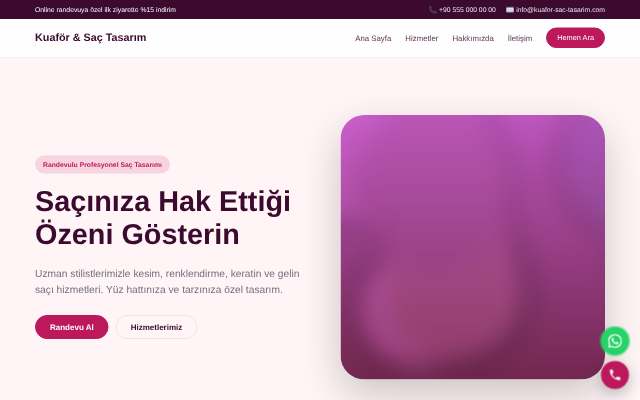 Kuaför web sitesi teması