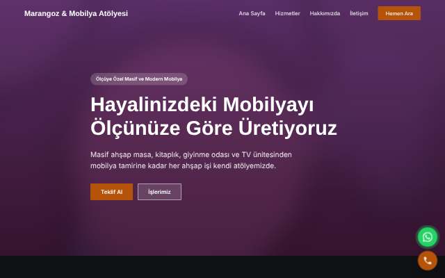 Marangoz & Mobilya Atölyesi — Koyu & Güçlü