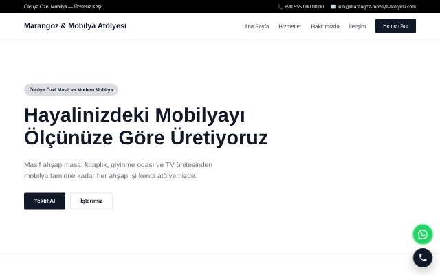 Marangoz & Mobilya Atölyesi — Minimal Beyaz