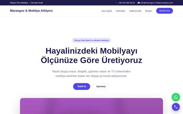 Marangoz & Mobilya Atölyesi — Canlı & Modern