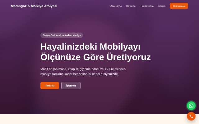 Marangoz & Mobilya Atölyesi — Sıcak Turuncu