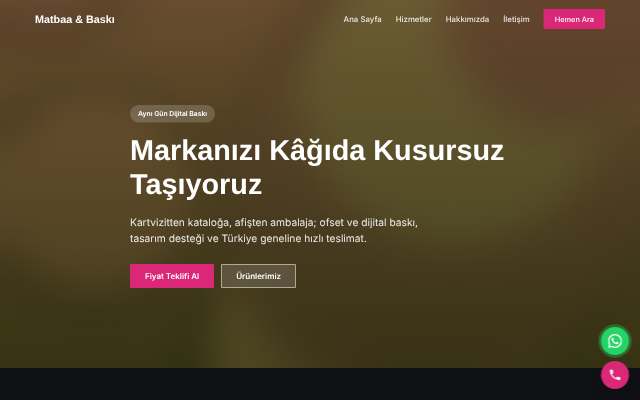 Matbaa & Baskı — Koyu & Güçlü