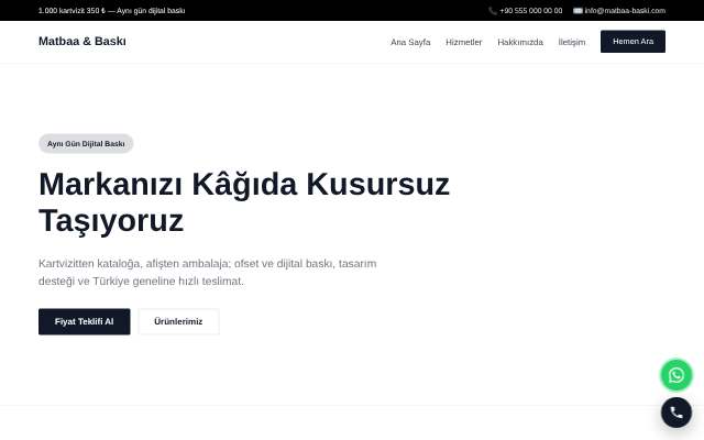 Matbaa & Baskı — Minimal Beyaz