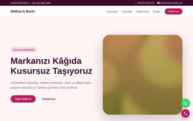 Matbaa & Baskı — Yumuşak Pastel