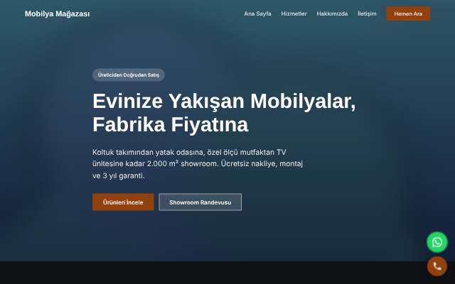 Mobilya Mağazası — Koyu & Güçlü