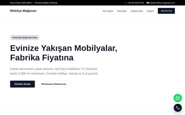 Mobilya Mağazası — Minimal Beyaz