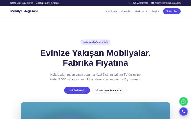 Mobilya Mağazası — Canlı & Modern