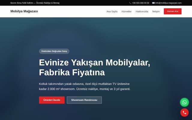 Mobilya Mağazası — Cesur Kırmızı
