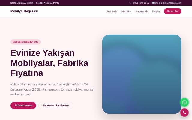 Mobilya Mağazası — Yumuşak Pastel
