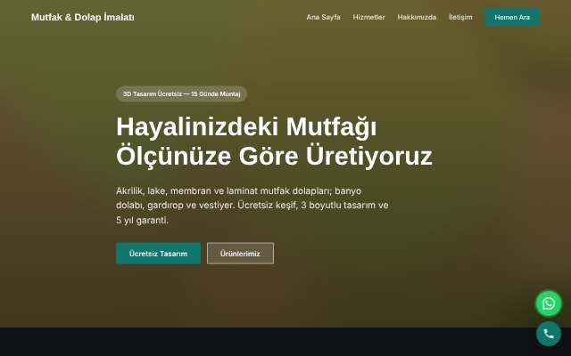 Mutfak & Dolap İmalatı — Koyu & Güçlü