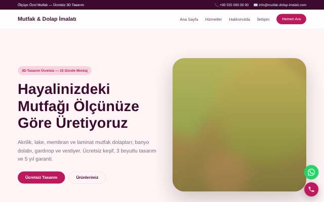 Mutfak & Dolap İmalatı — Yumuşak Pastel
