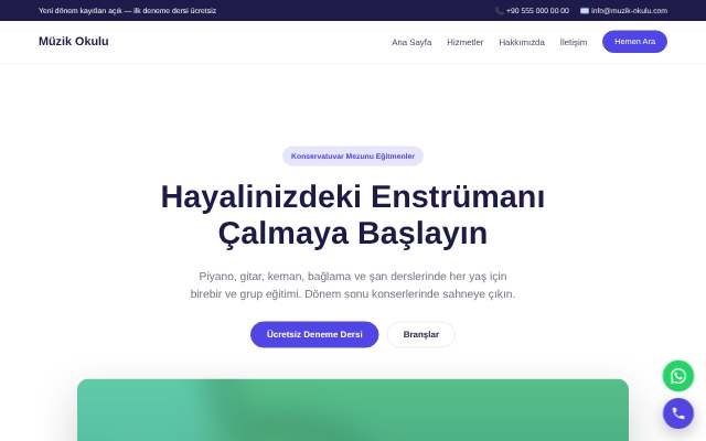 Müzik Okulu — Canlı & Modern