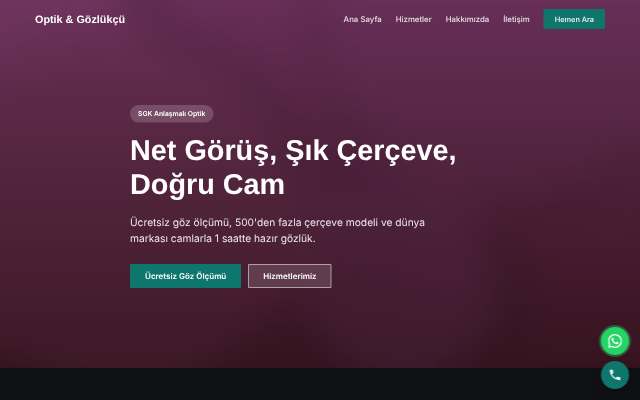 Optik & Gözlükçü — Koyu & Güçlü