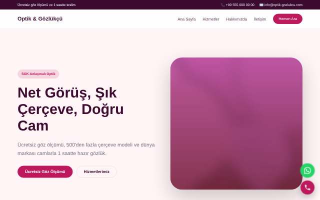 Optik & Gözlükçü — Yumuşak Pastel