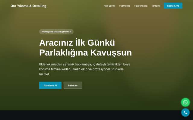 Oto Yıkama & Detailing — Koyu & Güçlü