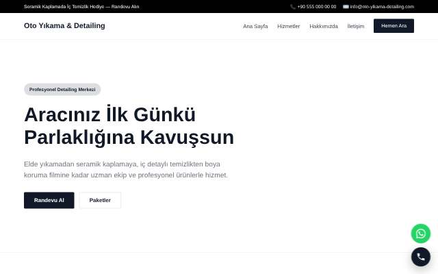 Oto Yıkama & Detailing — Minimal Beyaz