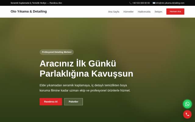Oto Yıkama & Detailing — Cesur Kırmızı