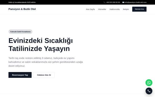Pansiyon & Butik Otel — Minimal Beyaz