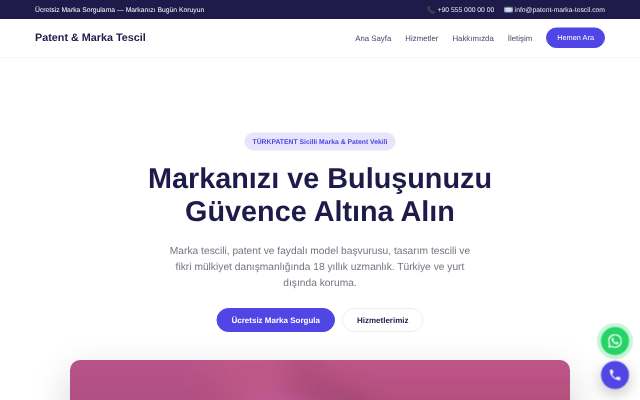 Patent & Marka Tescil — Canlı & Modern