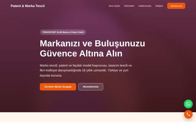 Patent & Marka Tescil — Sıcak Turuncu