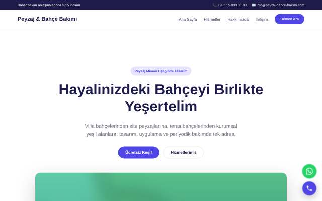 Peyzaj & Bahçe Bakımı — Canlı & Modern