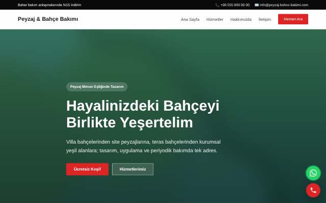 Peyzaj & Bahçe Bakımı — Cesur Kırmızı
