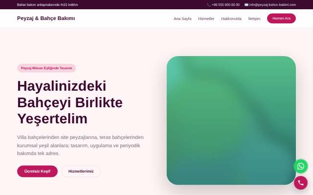 Peyzaj & Bahçe Bakımı — Yumuşak Pastel
