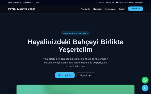 Peyzaj & Bahçe Bakımı — Gece Mavisi