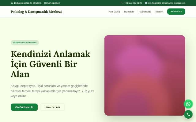 Psikolog & Danışmanlık Merkezi — Doğal Yeşil