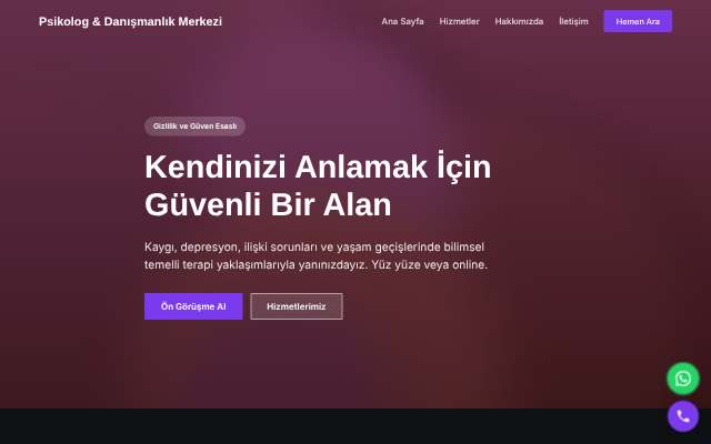 Psikolog & Danışmanlık Merkezi — Koyu & Güçlü