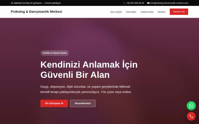 Psikolog & Danışmanlık Merkezi — Cesur Kırmızı