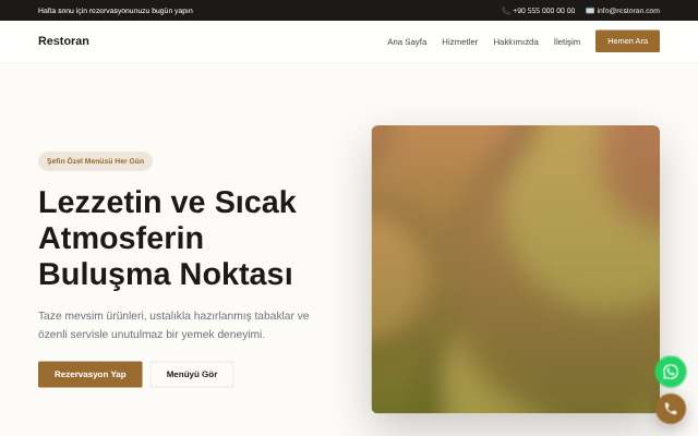 Restoran web sitesi teması