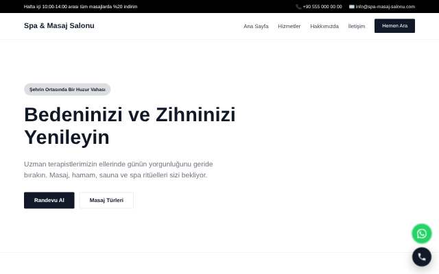 Spa & Masaj Salonu — Minimal Beyaz