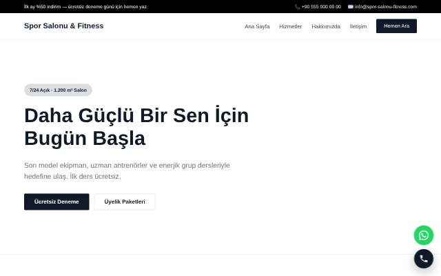 Spor Salonu & Fitness — Minimal Beyaz
