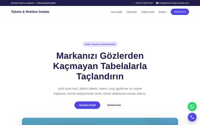 Tabela & Reklam İmalatı — Canlı & Modern