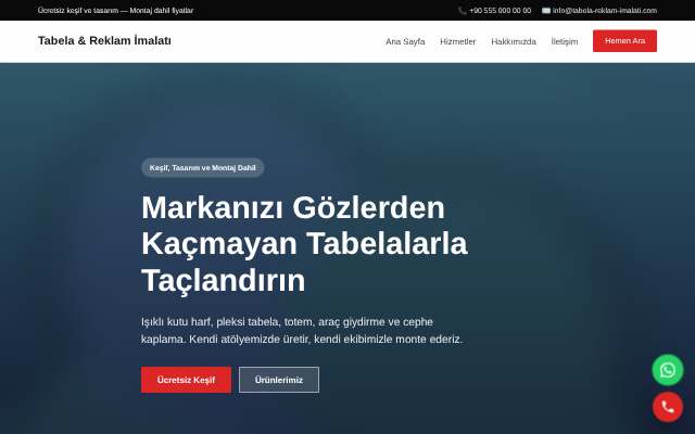 Tabela & Reklam İmalatı — Cesur Kırmızı