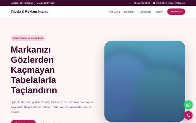 Tabela & Reklam İmalatı — Yumuşak Pastel
