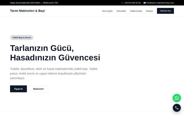 Tarım Makineleri & Bayi — Minimal Beyaz