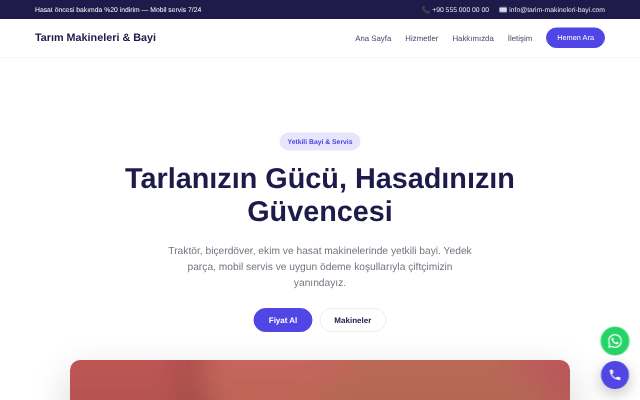 Tarım Makineleri & Bayi — Canlı & Modern