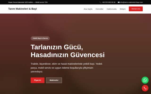 Tarım Makineleri & Bayi — Cesur Kırmızı